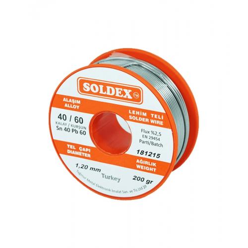 Soldex, OZK-SD40-60-200-16, Lehimler, Soldex 40-60 Lehim Teli 200 Gr 1.6 mm- Sn:40 / Pb:60
